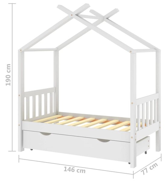VidaXL Πλαίσιο Κρεβατιού Παιδικό με Συρτάρι Λευκό 70x140εκ Ξύλο Πεύκου