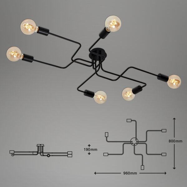 Briloner 2887-065 - Πλαφονιέρα οροφής FARETTO 6xE27/60W/230V