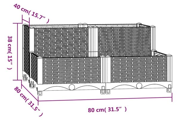 VidaXL Ζαρντινιέρα 80 x 80 x 38 εκ. από Πολυπροπυλένιο