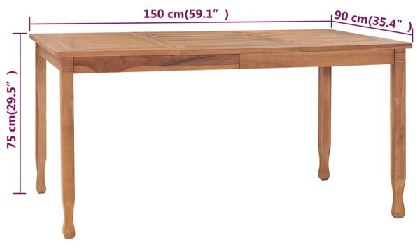 VidaXL Τραπεζαρία Κήπου 150 x 90 x 75 εκ. από Μασίφ Ξύλο Teak