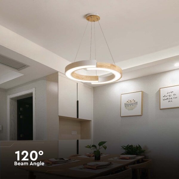 Πολύφωτο LED με συρματόσχοινο LED/32W/230V 4000K λευκό/ξύλο