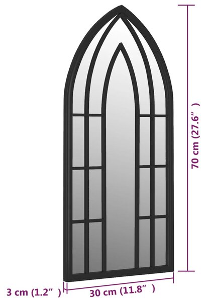 VidaXL Καθρέφτης Κήπου για Εξ. Χώρους Μαύρος 70 x 30 εκ. από Σίδερο