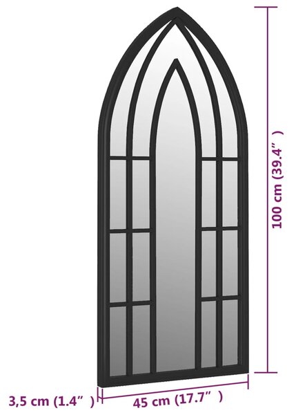 VidaXL Καθρέφτης Κήπου για Εξωτερικούς Χώρους Μαύρος 100x45 εκ. Σίδερο