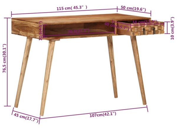 VidaXL Γραφείο 115 x 50 x 76 εκ. από Μασίφ Ξύλο Ακακίας