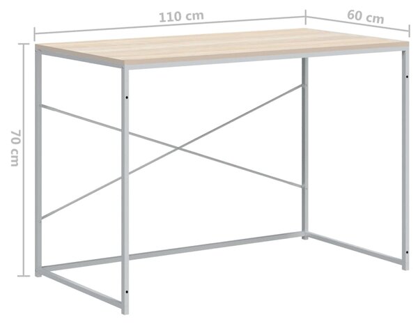 VidaXL Γραφείο Υπολογιστή Λευκό/Δρυς 110 x 60 x 70 εκ. Επεξ. Ξύλο