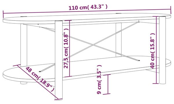 VidaXL Τραπεζάκι Σαλονιού Λευκό 110 x 48 x 40 εκ. Επεξεργασμένο Ξύλο