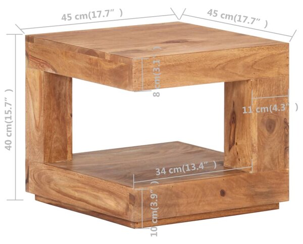 VidaXL Τραπεζάκι Σαλονιού 45 x 45 x 40 εκ. από Μασίφ Ξύλο Ακακίας