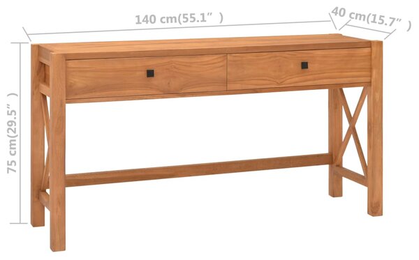 VidaXL Γραφείο με 2 Συρτάρια 140 x 40 x 75 εκ. Ξύλο Teak