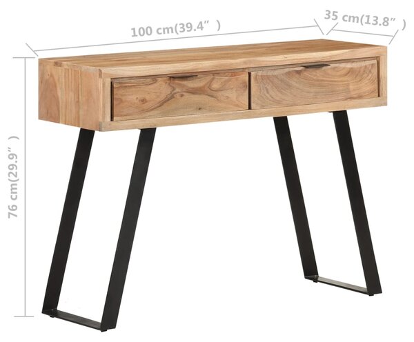 VidaXL Τραπέζι Κονσόλα Live Edge 100x35x76 εκ. από Μασίφ Ξύλο Ακακίας