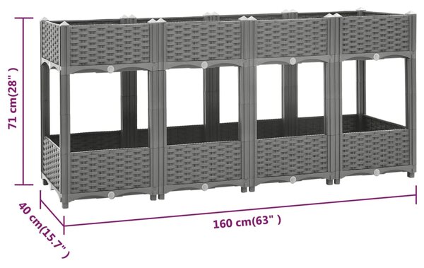 VidaXL Ζαρντινιέρα 160 x 40 x 71 εκ. από Πολυπροπυλένιο