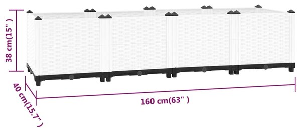 VidaXL Ζαρντινιέρα 160 x 40 x 38 εκ. από Πολυπροπυλένιο