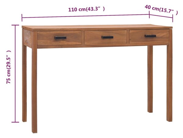 VidaXL Γραφείο 110x40x75 εκ. από Μασίφ Ξύλο Teak