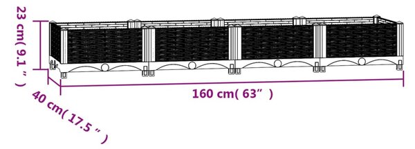 VidaXL Ζαρντινιέρα 160 x 40 x 23 εκ. από Πολυπροπυλένιο