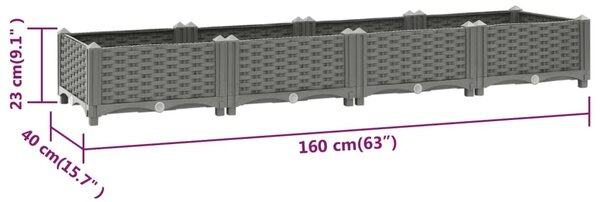 VidaXL Ζαρντινιέρα 160 x 40 x 23 εκ. από Πολυπροπυλένιο