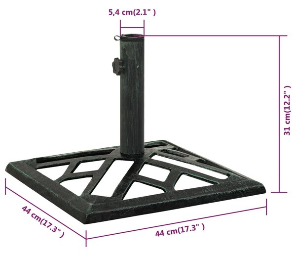 VidaXL Βάση Ομπρέλας Πράσινη 44 x 44 x 31 εκ. από Χυτοσίδηρο
