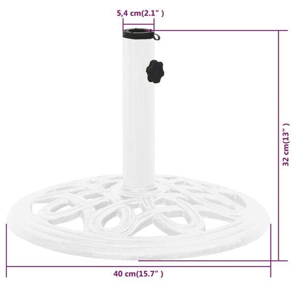 VidaXL Βάση Ομπρέλας Λευκή 40 x 40 x 32 εκ. από Χυτοσίδηρο