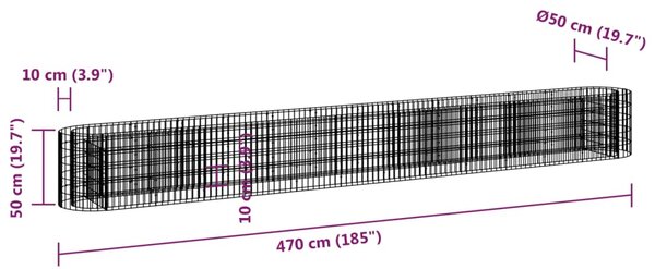 VidaXL Συρματοκιβώτιο-Γλάστρα Υπερυψωμένη 470x50x50 εκ. Γαλβαν. Ατσάλι