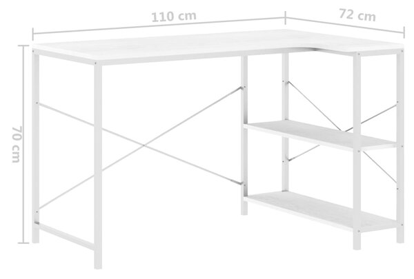 VidaXL Γραφείο Υπολογιστή Λευκό 110 x 72 x 70 εκ. από Επεξ. Ξύλο