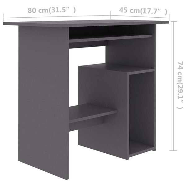 VidaXL Γραφείο Γκρι 80 x 45 x 74 εκ. από Μοριοσανίδα