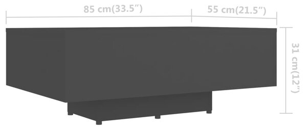 VidaXL Τραπεζάκι Σαλονιού Μαύρο 85 x 55 x 31 εκ. από Επεξ. Ξύλο