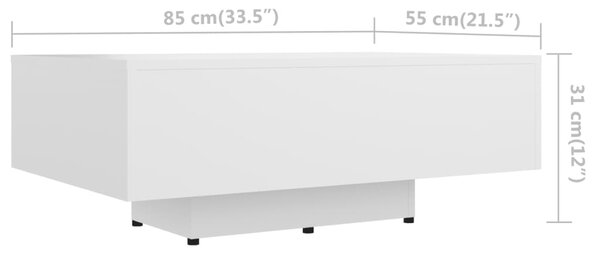 VidaXL Τραπεζάκι Σαλονιού Λευκό 85 x 55 x 31 εκ. από Επεξ. Ξύλο