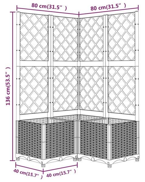 VidaXL Ζαρντινιέρα Κήπου με Καφασωτό Μαύρο 80 x 80 x 136 εκ. από PP