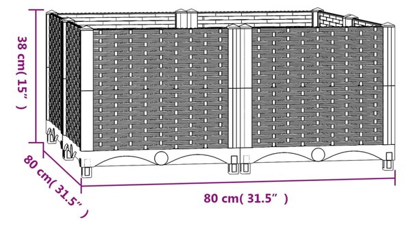 VidaXL Ζαρντινιέρα 80 x 80 x 38 εκ. από Πολυπροπυλένιο