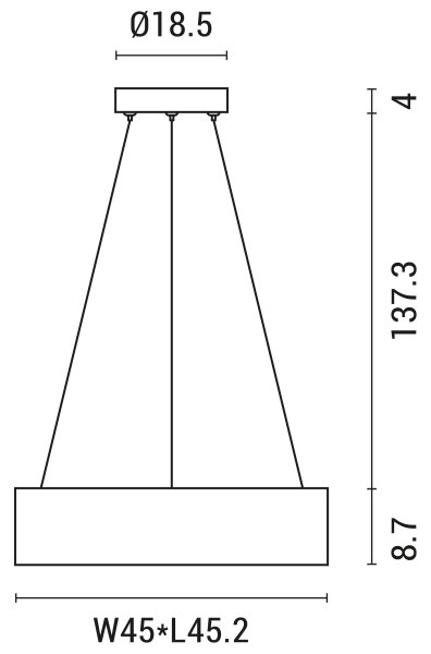 Πολύφωτο LED με συρματόσχοινο LED/30W/230V 3000K 45x45 cm μαύρο