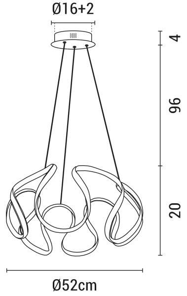 Πολύφωτο LED με συρματόσχοινο LED/60W/230V 3000K λευκό