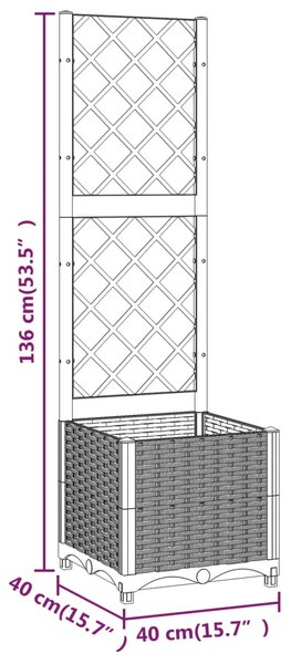 VidaXL Ζαρντινιέρα Κήπου με Καφασωτό Καφέ 40 x 40 x 136 εκ. από PP