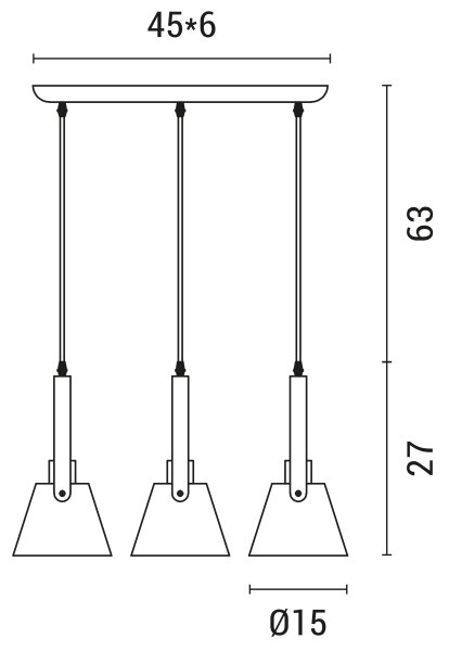 Κρεμαστό φωτιστικό οροφής ράγα 3xE27/40W/230V μαύρο