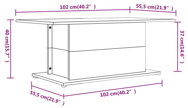 VidaXL Τραπεζάκι Σαλονιού Μαύρο 102x55,5x40 εκ. Επεξεργ. Ξύλο