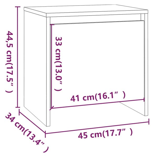 VidaXL Κομοδίνο Γυαλιστερό Λευκό 45 x 34 x 44,5 εκ. Επεξεργασμένο Ξύλο