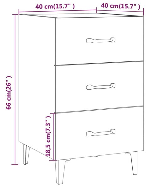 VidaXL Κομοδίνο Sonoma Δρυς 40 x 40 x 66 εκ. από Επεξεργασμένο Ξύλο