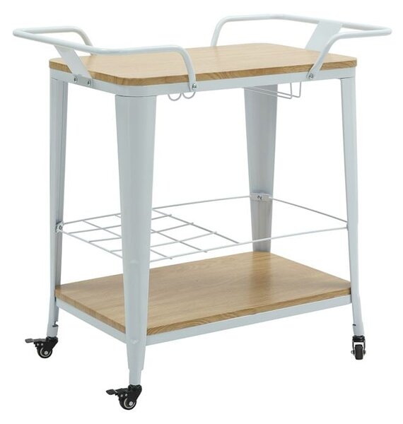 RELIX Trolley Bar-Pro Μέταλλο Βαφή Άσπρο, MDF Απόχρωση Φυσικό 74x49x82cm