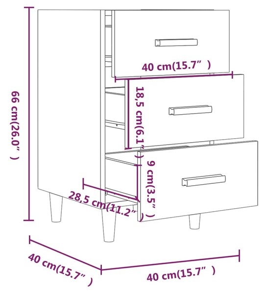 VidaXL Κομοδίνο Καπνιστή Δρυς 40 x 40 x 66 εκ. από Επεξεργασμένο Ξύλο