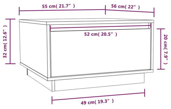 VidaXL Τραπεζάκι Σαλονιού Καφέ Μελί 55x56x32 εκ. από Μασίφ Ξύλο Πεύκου