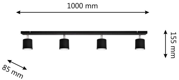 Φωτιστικό σποτ PUNTA 4xGX53/10W/230V μαύρο