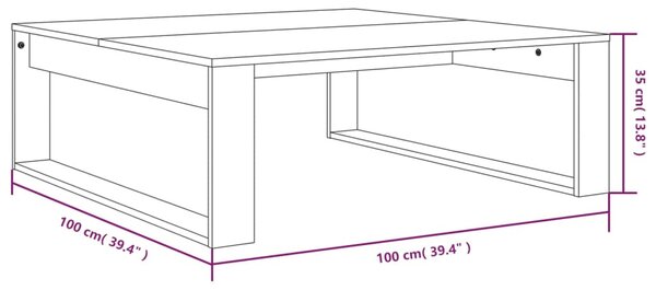 VidaXL Τραπεζάκι Σαλονιού Καφέ Δρυς 100x100x35 εκ. Επεξεργασμένο Ξύλο