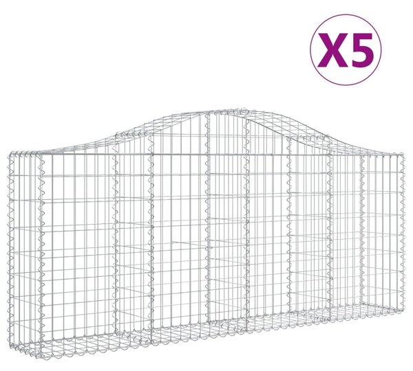 VidaXL Συρματοκιβώτια Τοξωτά 5 τεμ. 200x30x80/100 εκ. Γαλβαν. Ατσάλι