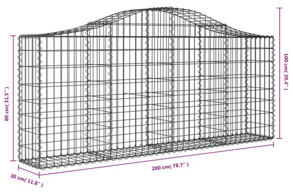 VidaXL Συρματοκιβώτια Τοξωτά 5 τεμ. 200x30x80/100 εκ. Γαλβαν. Ατσάλι