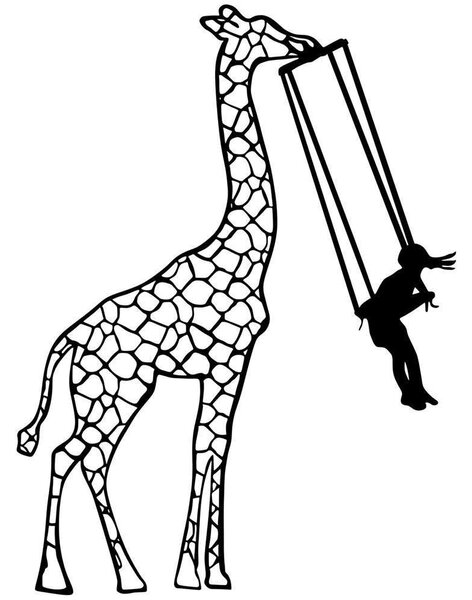 Διακοσμητικό Τοίχου Girl Swinging Giraffe 899SKL2469 51x70cm Black Wallity