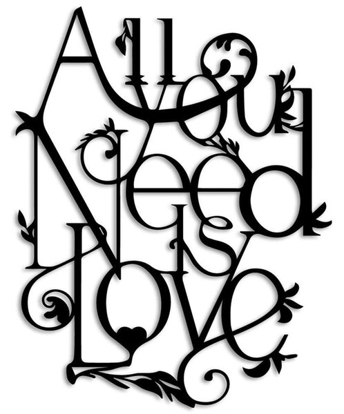 Διακοσμητικό Τοίχου All You Need is Love 891TNL3347 44x57cm Black Wallity