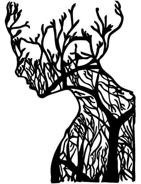 Διακοσμητικό Τοίχου Tree Woman - Model 899SKL2384 28x38cm Black Wallity