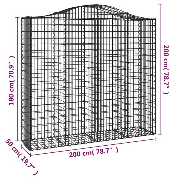 VidaXL Συρματοκιβώτιο Τοξωτό 200x50x180/200εκ. από Γαλβανισμένο Χάλυβα