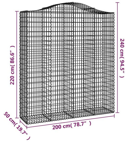 VidaXL Συρματοκιβώτια Τοξωτά 3 τεμ. 200x50x220/240 εκ. Γαλβαν. Ατσάλι