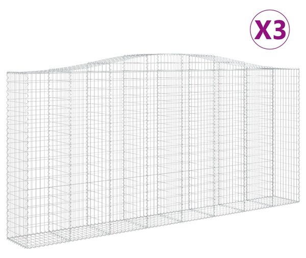 VidaXL Συρματοκιβώτια Τοξωτά 3 τεμ. 400x50x180/200 εκ. Γαλβαν. Ατσάλι