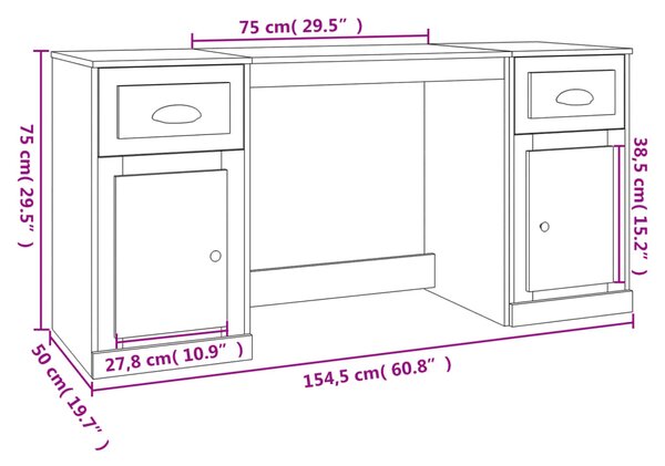 VidaXL Γραφείο με Ντουλάπι Sonoma Δρυς από Επεξεργασμένο Ξύλο