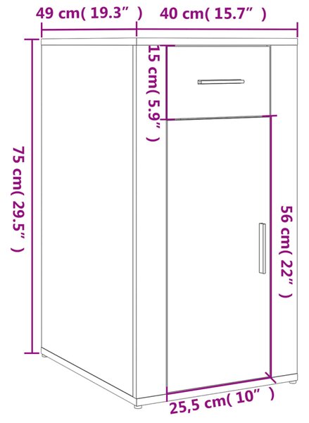 VidaXL Γραφείο με Ντουλάπι Καφέ Δρυς από Επεξεργασμένο Ξύλο