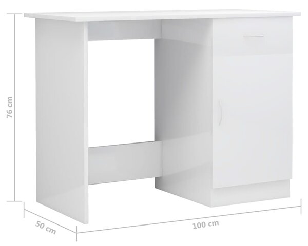 VidaXL Γραφείο Γυαλιστερό Λευκό 100 x 50 x 76 εκ. από Επεξ. Ξύλο